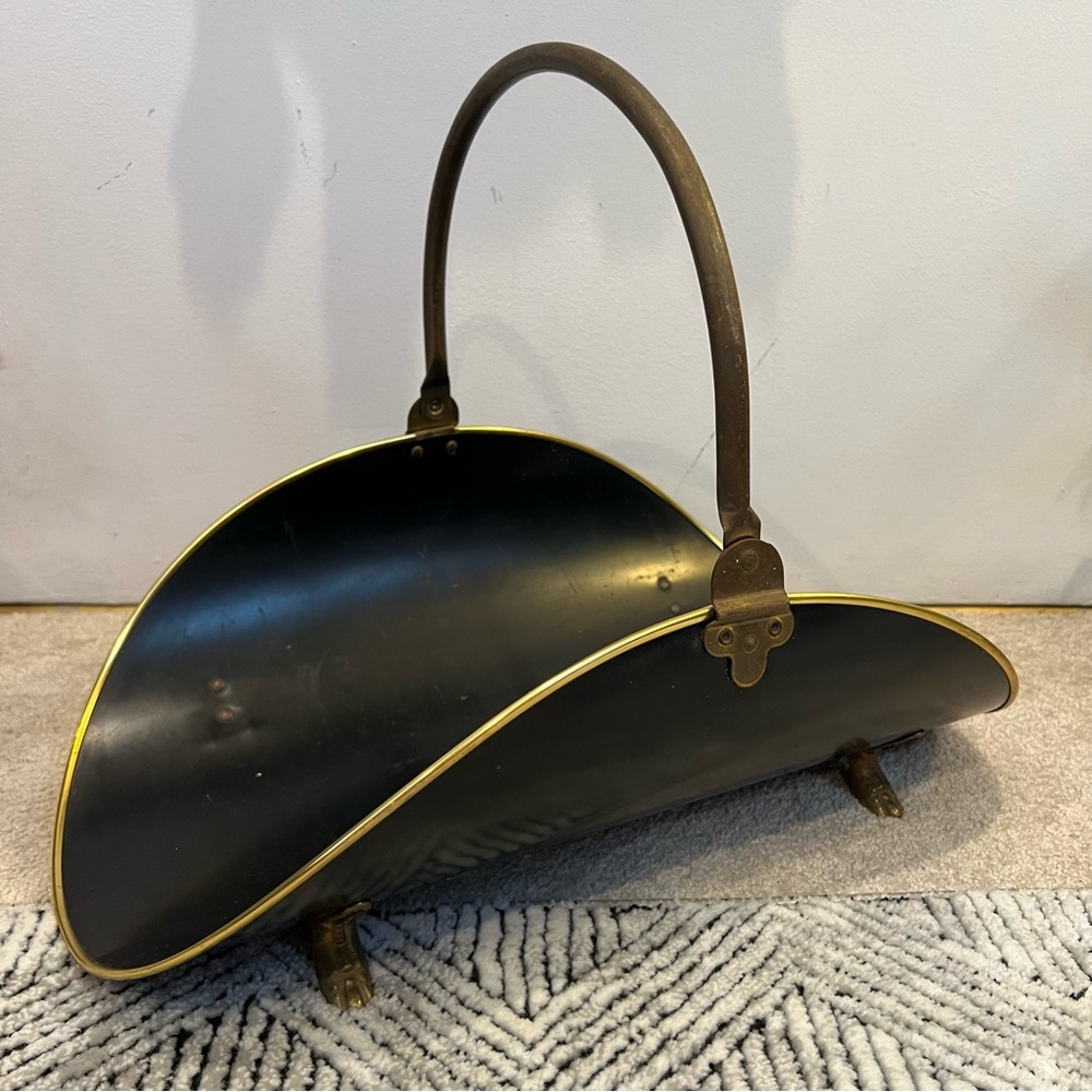 Brass and Black Lacquered Brass Log Holder - Picture 4 of 15